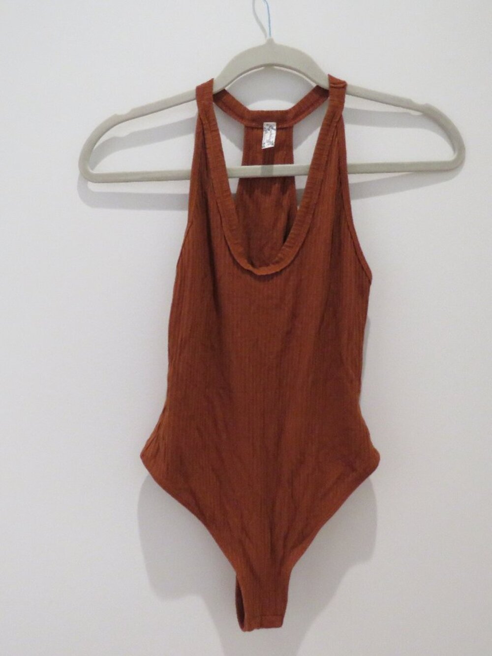 INTIMATELY FREE PEOPLE Speed Dial Bodysuit Bronze Brown Ribbed Small Minimalist - Picture 3 of 12